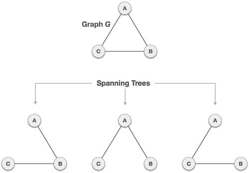A graph and its spanning trees.
